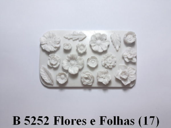 Forma de Silicone de Flores e Folhas